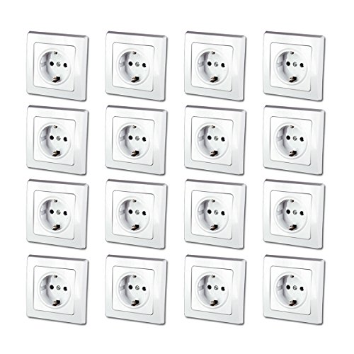 DELPHI 16er Set Schutzkontakt-Steckdosen weiß 250V~/ 16A DELPHI 16er Set Schutzkontakt-Steckdosen weiß 250V~/ 16A von ChiliTec