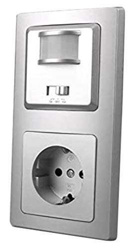DELPHI Bewegungsmelder & Steckdose Silber Grau UP 230V~ Unterputz 160° Wandsensor mit Schutzkontaktsteckdose im Doppelrahmen DELPHI Bewegungsmelder & Steckdose Silber Grau UP 230V~ Unterputz 160° Wandsensor mit Schutzkontaktsteckdose im Doppelrahmen von ChiliTec