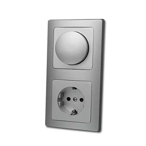 DELPHI LED Dimmer mit Schutzkontakt-Steckdose silber UP 230V~ von ChiliTec