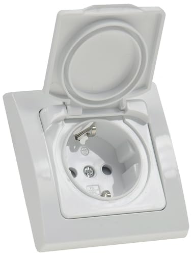 ChiliTec Steckdose Unterputz IP44 Delphi Aussen Innen mit Dichtung Klapp-Deckel 250V 16A Schutzkontakt-Steckdose Badezimmer Küche mit erhöhtem Berührungsschutz Weiß von ChiliTec