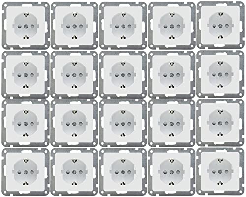 DELPHI Steckdosen Schalter Sets - Unterputz - Steckdose 20 Stück Steckklemme Weiß von ChiliTec