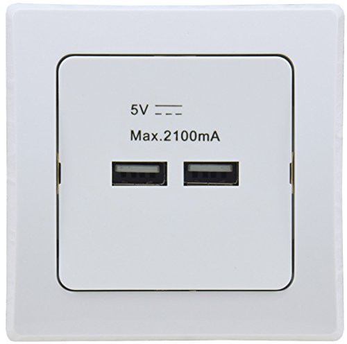 DELPHI 2-fach USB Ladegerät Unterputz 5V 2100mAh 2,1A 2 Unterputz-Netzteil Weiß von ChiliTec