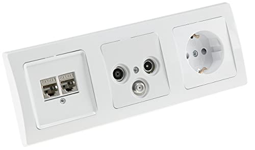 Delphi Steckdosen Unterputz Kombination Cat6 Netzwerk TV Antennendose 3-Fach Rahmen UP Einbau 3er Set Klemm Anschluss Weiß… Delphi Steckdosen Unterputz Kombination Cat6 Netzwerk TV Antennendose 3-Fach Rahmen UP Einbau 3er Set Klemm Anschluss Weiß… von ChiliTec