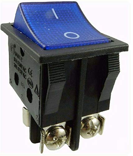 Einbau Wippschalter mit schraubkontakten, Geräteschalter, 2 polig (4pin) 16A 250~ Schwarze Schalter blau beleuchtet (2) von ChiliTec