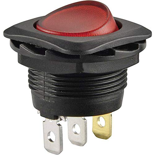 Einbau Wippschalter ø 20mm 250V 6A rot beleuchtet EIN-AUS, mit befestigungsring (1) von ChiliTec