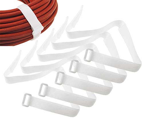 Kabelbinder Klettband Klettverschluss mit Öse | 50cm lang 2cm breit I Sicheres Verstauen von Kabel und Leitungen I 5er Pack Weiß von ChiliTec