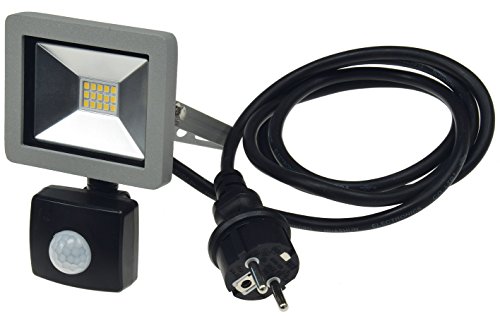 ChiliTec LED Aussenstrahler mit Bewegungsmelder IP44 wetterfest mit 1,5m Kabel I einstellbar I grau schwarz von ChiliTec