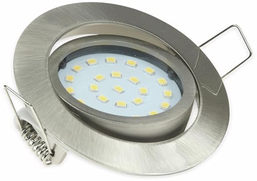 ChiliTec LED Einbauleuchte Spot schwenkbar 3Watt 370 Lumen 26mm flach 230V Einbaustrahler Edelstahl Design 2900k Licht Warmweiß von ChiliTec