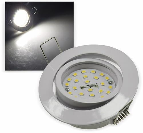 ChiliTec LED Einbauleuchte Spot schwenkbar 5Watt 490 Lumen 32mm flach 230V Einbaustrahler Edelstahl Weiß Design 4000k Licht Neutralweiß von ChiliTec