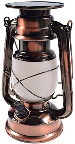 ChiliTec Campinglampe Solar Akku 23,5cm Dimmbar Retro Optik Solarlampe tauschbarer Akku aufladen Solarzelle Beleuchtung für Camping Zelten Tischleuchte Licht Warmweiß von ChiliTec