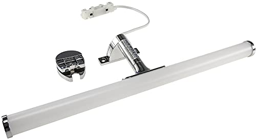 ChiliTec LED Spiegelleuchte 40cm IP44 230V 6Watt 780Lumen Spiegelschrank Leuchte Badezimmer Wand- und Aufbaumontage Beleuchtung für Schrank Spiegel Bad Alu-Optik Warmweiß von ChiliTec