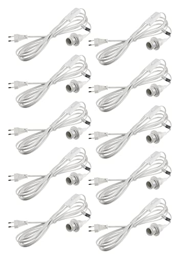 ChiliTec E14 Lampenfassung mit Schalter Fassung mit 3,4m Kabel - Schnurschalter Lampenaufhängung für Lampenschirm Papier Leuchten Stern Lampen 10 Stück Weiß von ChiliTec