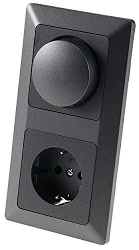ChiliTec LED Dimmer Steckdose MILOS Kombi Unterputz für dimmbare LED-Leuchtmittel, 2-fach Rahmen Anthrazit von ChiliTec