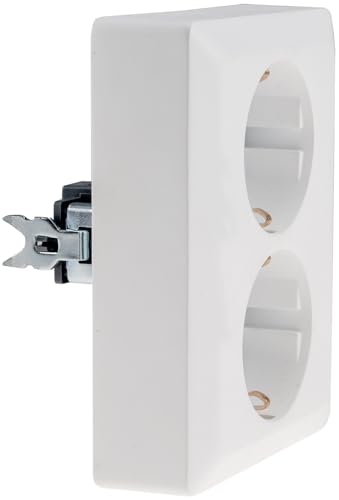 MILOS Schutzkontakt-Steckdose 2-fach Doppel Steckdose 1 auf 2 Unterputz Einbau in einer UP-Dose 250V~/16A Weiß von ChiliTec