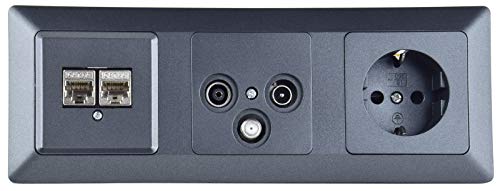 Milos Antennendose Steckdose 3-Fach Unterputz Kombination Lan TV SAT Kabel 3-fach Anschlussdose Rahmen Schutzkontaktsteckdose mit Steckklemme Netzwerkdose Grau Anthrazit Milos Antennendose Steckdose 3-Fach Unterputz Kombination Lan TV SAT Kabel 3-fach Anschlussdose Rahmen Schutzkontaktsteckdose mit Steckklemme Netzwerkdose Grau Anthrazit von ChiliTec