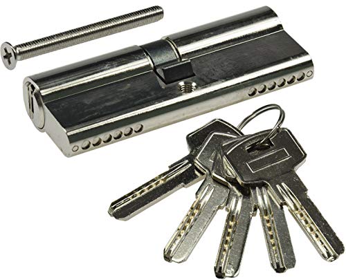 Schließzylinder Profil-Zylinder Türzylinder für DIN Einsteck-Schlösser erhöhte Sicherheit - Zylinder mit 5 Sicherheitschlüssel, 80mm 40+40mm von ChiliTec