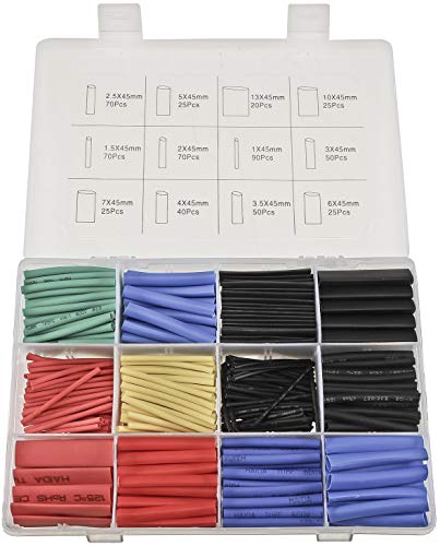 Schrumpfschlauch-Sortiment 560-teilig Schrumpfrate 2:1 45mm lang 11 Größen 5 Farben Bunt von ChiliTec