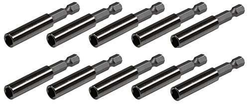 Universal Bithalter 60mm mit Magnet I Bitaufnahme Adapter für 1/4" Bits/Sechskant Stark Magnetisch 10 Stück von ChiliTec