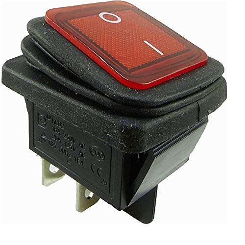 Wasserdichte Wippschalter 2-pol (4 Pin) EIN-AUS 250V 16A rot beleuchtet (2) von ChiliTec