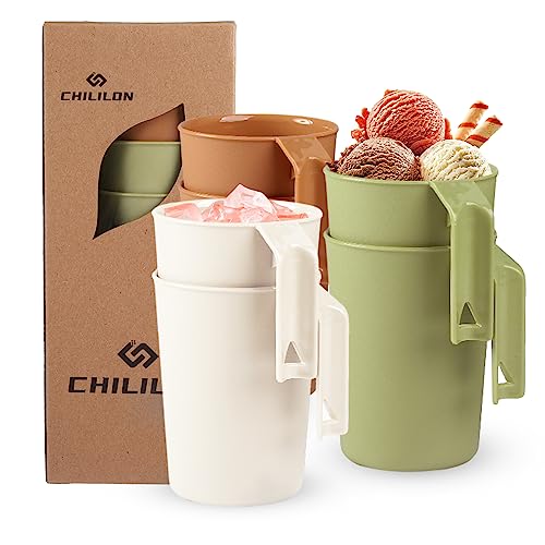 Chililon Tasse,6er Kaffeetassen |350 ml Trinkbecher für Kinder & Erwachsene|Becher ohne Melamin für Wasser Milch Tee,Wiederverwendbare & Unzerbrechlich|Spülmaschinen & Mikrowellengeeignet von Chililon