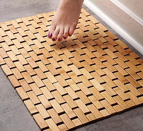 CHILL HOUSE Bambusmatte 60 x 40 cm. Bambusteppich Antibakteriell Und Elegant, Badteppich rutschfest Waschbar Für Erwachsene, Widerstandsfähige Badematte Holz. Bambus badezimmerteppich von Chill House
