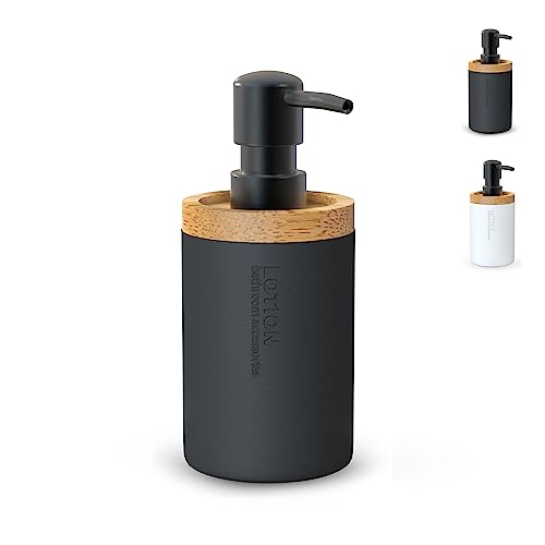 Seifenspender Bad - Seifenspender Holz - Bath Soap Dispenser - Badezimmer Zubehör - Spülmittelspender Bad - seifenspender Schwarz Matt - Bad Zubehör - Seifenspender Küche (Schwarz) von Chill House