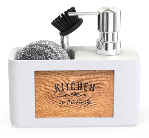 Spülmittelspender Küche - Seifenspender Küche - Chill House Spülbecken Organizer Weiss - Kitchen Soap Dispenser - Spülorganizer Küche - Küchen Organizer von Chill House