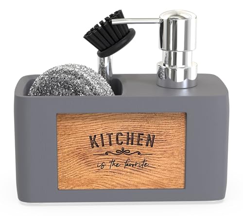 Spülmittelspender Küche - Seifenspender Küche - Spülbecken Organizer Grau - Kitchen Soap Dispenser - Spülorganizer Küche - Küchen Organizer (Grau) von Chill House