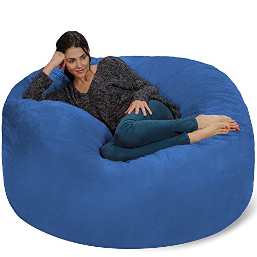 Chill Sack Bohnenbeutelstuhl: Riesen Memory Foam Möbel Taschen und große Liege - großes Sofa mit großen Wasser resistent Soft Micro Suede Cover - Königsblau, 5 Fuß von Chill Sack