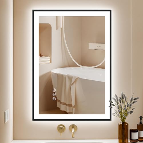 ChillCruiser 500 x 700 mm LED-Badezimmerspiegel mit schwarzem Rahmen Frontlicht und Hintergrundbeleuchtung stufenlos dimmbar beschlagfrei bruchsicher Memory 3 Farben LED-Kosmetikspiegel ChillCruiser 500 x 700 mm LED-Badezimmerspiegel mit schwarzem Rahmen Frontlicht und Hintergrundbeleuchtung stufenlos dimmbar beschlagfrei bruchsicher Memory 3 Farben LED-Kosmetikspiegel von ChillCruiser