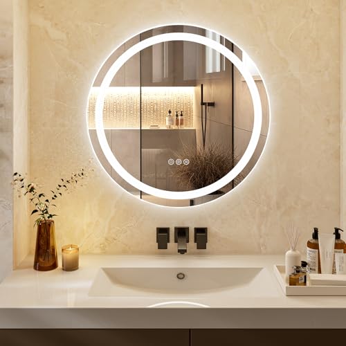 ChillCruiser 50cm rundes LED-Badezimmer Spiegel 3 Farbtemperaturen einstellbar dimmbar Antibeschlag-Lichter an der Wand montierter Schminkspiegel mit Smart-Touch-Steuerung ChillCruiser 50cm rundes LED-Badezimmer Spiegel 3 Farbtemperaturen einstellbar dimmbar Antibeschlag-Lichter an der Wand montierter Schminkspiegel mit Smart-Touch-Steuerung von ChillCruiser