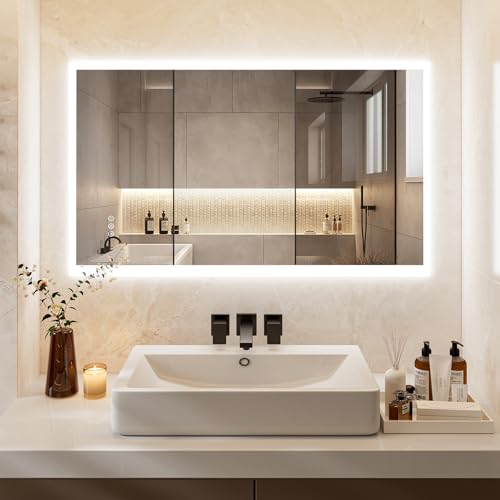 ChillCruiser 60 x 100 cm LED-Badezimmerspiegel Wandmontage beleuchteter Kosmetikspiegel dimmbar beschlagfrei 3-farbige einstellbare Beleuchtung Memory-Funktion horizontale/vertikale Montage ChillCruiser 60 x 100 cm LED-Badezimmerspiegel Wandmontage beleuchteter Kosmetikspiegel dimmbar beschlagfrei 3-farbige einstellbare Beleuchtung Memory-Funktion horizontale/vertikale Montage von ChillCruiser