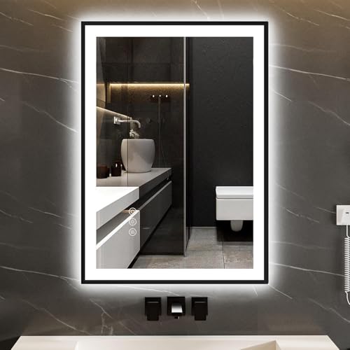 ChillCruiser 600 x 800 mm LED-Badezimmerspiegel mit schwarzem Rahmen Frontlicht und Hintergrundbeleuchtung stufenlos dimmbar beschlagfrei bruchsicher Memory 3 Farben LED-Kosmetikspiegel ChillCruiser 600 x 800 mm LED-Badezimmerspiegel mit schwarzem Rahmen Frontlicht und Hintergrundbeleuchtung stufenlos dimmbar beschlagfrei bruchsicher Memory 3 Farben LED-Kosmetikspiegel von ChillCruiser