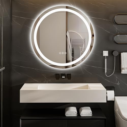 ChillCruiser 70cm rundes LED-Badezimmer Spiegel 3 Farbtemperaturen einstellbar dimmbar Antibeschlag-Lichter an der Wand montierter Schminkspiegel mit Smart-Touch-Steuerung ChillCruiser 70cm rundes LED-Badezimmer Spiegel 3 Farbtemperaturen einstellbar dimmbar Antibeschlag-Lichter an der Wand montierter Schminkspiegel mit Smart-Touch-Steuerung von ChillCruiser