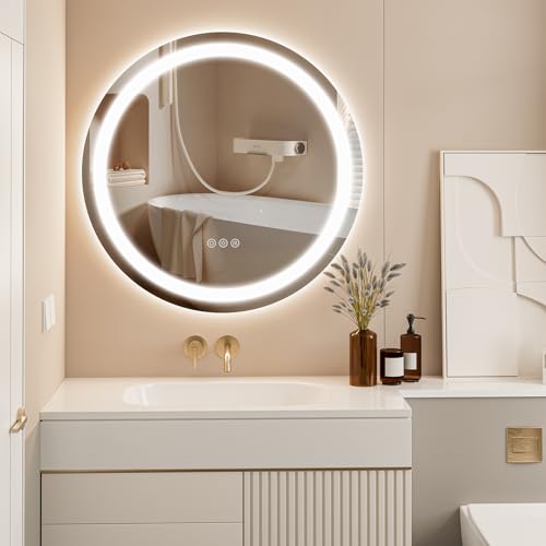 ChillCruiser 80cm rundes LED-Badezimmer Spiegel 3 Farbtemperaturen einstellbar dimmbar Antibeschlag-Lichter an der Wand montierter Schminkspiegel mit Smart-Touch-Steuerung ChillCruiser 80cm rundes LED-Badezimmer Spiegel 3 Farbtemperaturen einstellbar dimmbar Antibeschlag-Lichter an der Wand montierter Schminkspiegel mit Smart-Touch-Steuerung von ChillCruiser