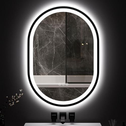 ChillCruiser Ovaler LED-Badezimmerspiegel mit Rahmen 600 x 800 mm beschlagfrei dimmbar Badezimmerspiegel mit LED-Beleuchtung Badezimmerspiegel zur Wandmontage 3 Farben Memory schwarzer Rahmen ChillCruiser Ovaler LED-Badezimmerspiegel mit Rahmen 600 x 800 mm beschlagfrei dimmbar Badezimmerspiegel mit LED-Beleuchtung Badezimmerspiegel zur Wandmontage 3 Farben Memory schwarzer Rahmen von ChillCruiser