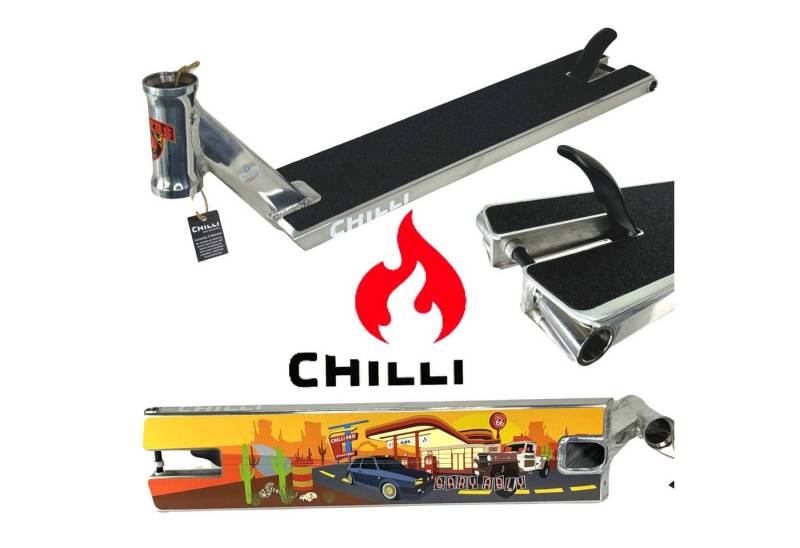 Chilli Pro Scooter Stuntscooter Chilli Pro Gary Ably Stunt Scooter Hybrid Deck 56cm Silber von Chilli Pro Scooter
