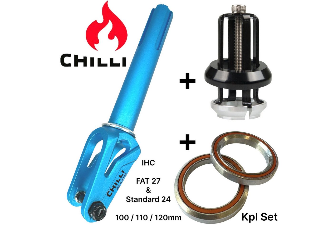 Chilli Stuntscooter Chilli Pro Scooters FAT27+ 24 Stunt-Scooter Fork IHC Headset Hell Blau von Chilli