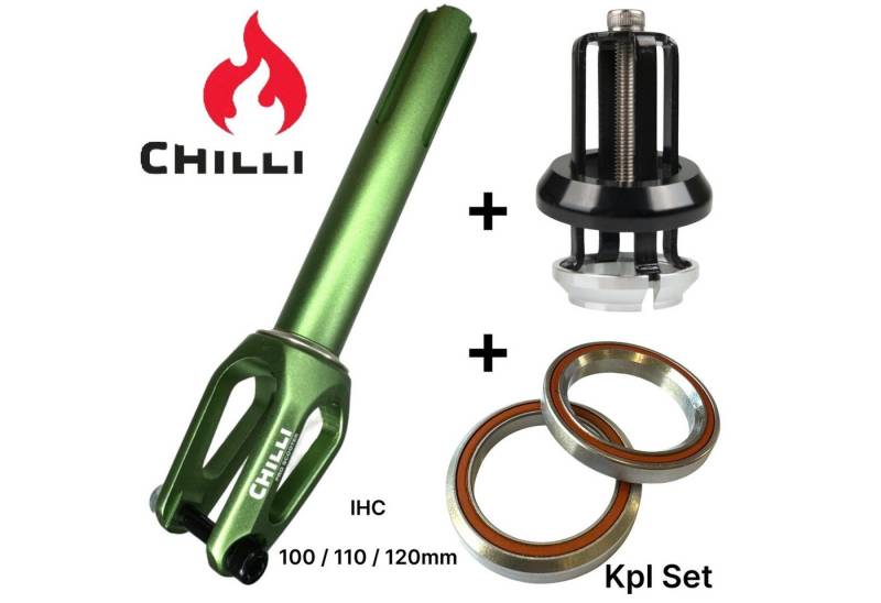 Chilli Pro Scooter Stuntscooter Chilli Pro Scooters Slim Cut Stunt-Scooter Fork IHC Kit + Headset Grün von Chilli Pro Scooter