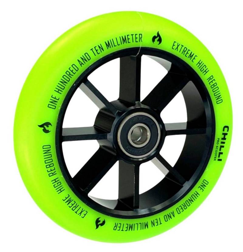 Chilli Pro Scooter Stuntscooter Chilli Pro Stunt-Scooter Spoked Base Rolle 110mm Schwarz/PU Grün von Chilli Pro Scooter