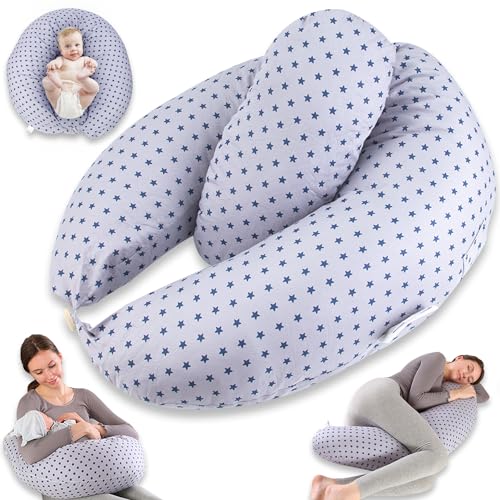 Chilling Home 2 in 1 Stillkissen XXL Schwangerschaftskissen Seitenschläferkissen für Baby,Pregnancy Pillow mit Innenkissen and Baumwoll Stillkissenbezug,Kissen Schwangerschaft Stillkissen(Blau) Chilling Home 2 in 1 Stillkissen XXL Schwangerschaftskissen Seitenschläferkissen für Baby,Pregnancy Pillow mit Innenkissen and Baumwoll Stillkissenbezug,Kissen Schwangerschaft Stillkissen(Blau) von Chilling Home