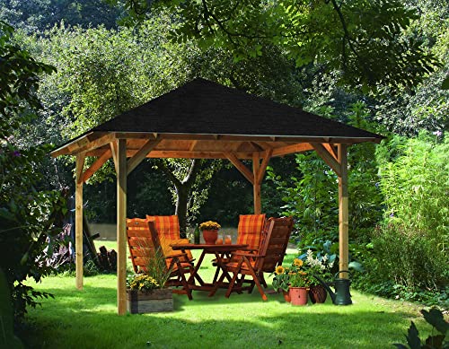CHILLROI® Quadratischer Holzpavillon 289 x 289 cm| Gartenpavillon | Terrassenüberdachung | kesseldruckimprägniert von Chillroi