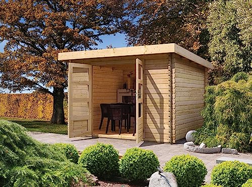 Chillroi® Karibu Gartenhaus Geräteschuppen Gartenschuppen Holzhütte Verschiedene Ausführungen (San Antonio im Set mit Fußboden naturbelassen) von Chillroi