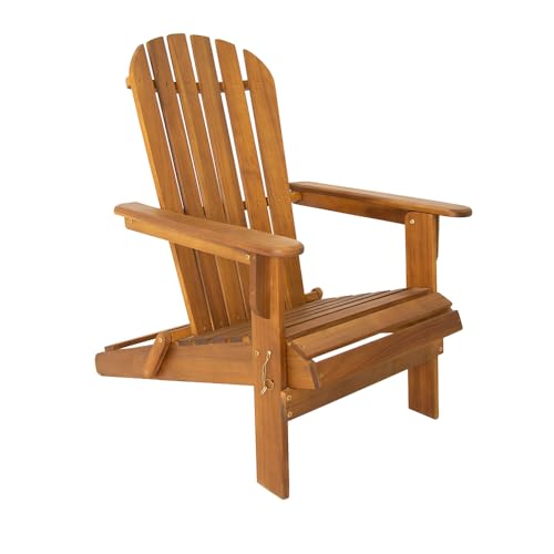 Chillroi Adirondack Liegestuhl klappbar aus Akazie – 84x69x93 cm – ergonomischer Holzstuhl für Garten, Terrasse & Balkon – wetterfest & platzsparend – Braun geölt von Chillroi