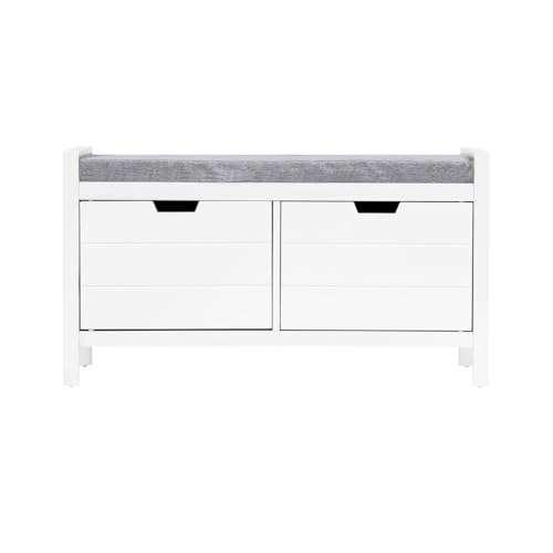 Chillroi Sitzbank mit Schuhschubladen mit Sitzkissen & 2 Türen - ca. 91 cm x 30 cm x 50 cm - Weiß Chillroi Sitzbank mit Schuhschubladen mit Sitzkissen & 2 Türen - ca. 91 cm x 30 cm x 50 cm - Weiß von Chillroi