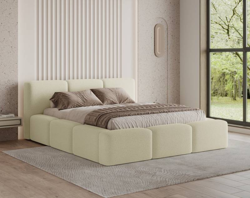 Chilly Möbel Polsterbett Como Beige Bouclé-Stoff 140x200 cm mit Stauraum Quelle 02 von Chilly Möbel