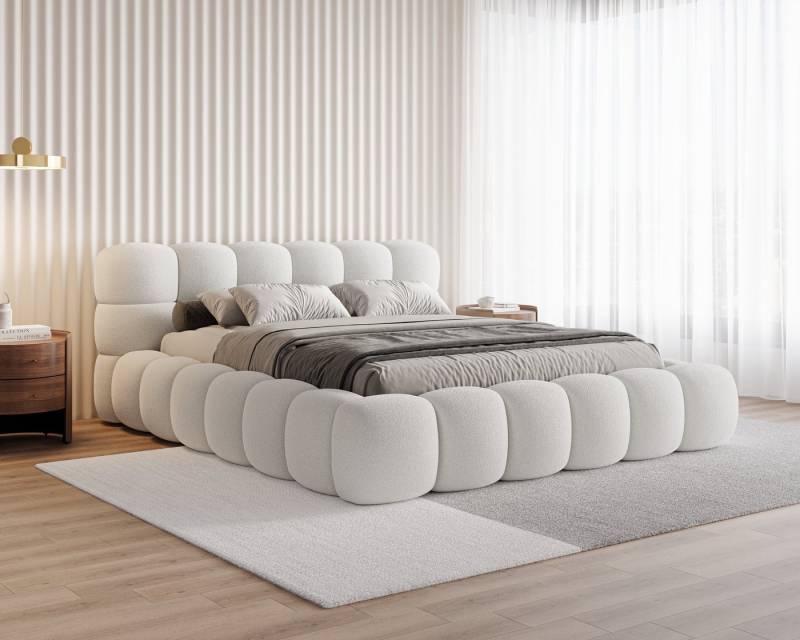 Chilly Möbel Polsterbett Stone Weiß Bouclé Stoff 140x200 cm mit Stauraum Quelle 01 von Chilly Möbel