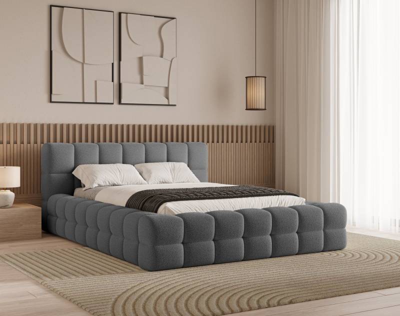 Chilly Möbel Polsterbett Verona Dunkelgrau Bouclé Stoff 200x200 cm mit Stauraum Quelle 92 von Chilly Möbel