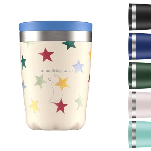 Chilly's Original Kaffeebecher - Reise-Thermo-Tasse für kalte und heiße Getränke - Mehrwegbecher mit Deckel - Doppelwandig und Vakuumisoliert - Edelstahl - 340ml - Polka Stars von Chilly's