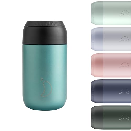 Chilly's Serie 2 Isolierter Kaffebecher - Doppelwandige Tasse mit Deckel - BPA-Freier Edelstahl - Atlantis, 340ml von Chilly's